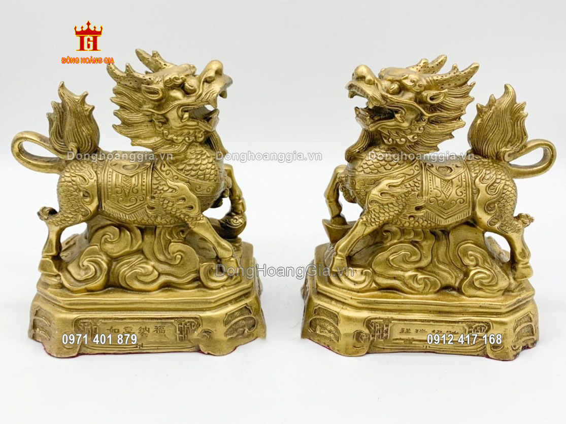 Tượng Kỳ Lân bằng đồng vàng được đúc hoàn toàn thủ công